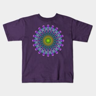 Vector Art Circle Pattern In Lime Purple Blue Kids T-Shirt